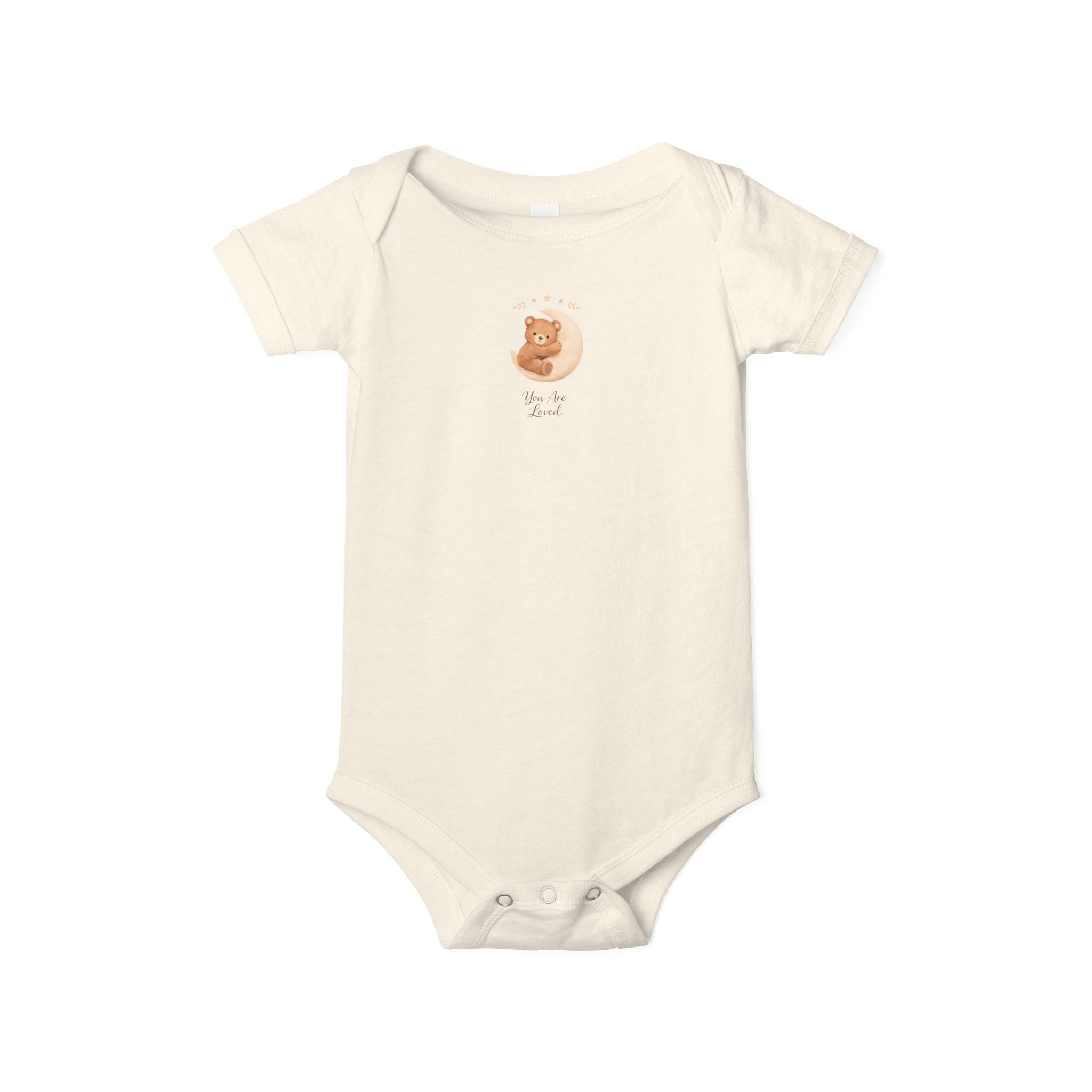 Infant Onesie — "You Are Loved" Woodland Bear Hugging Moon
