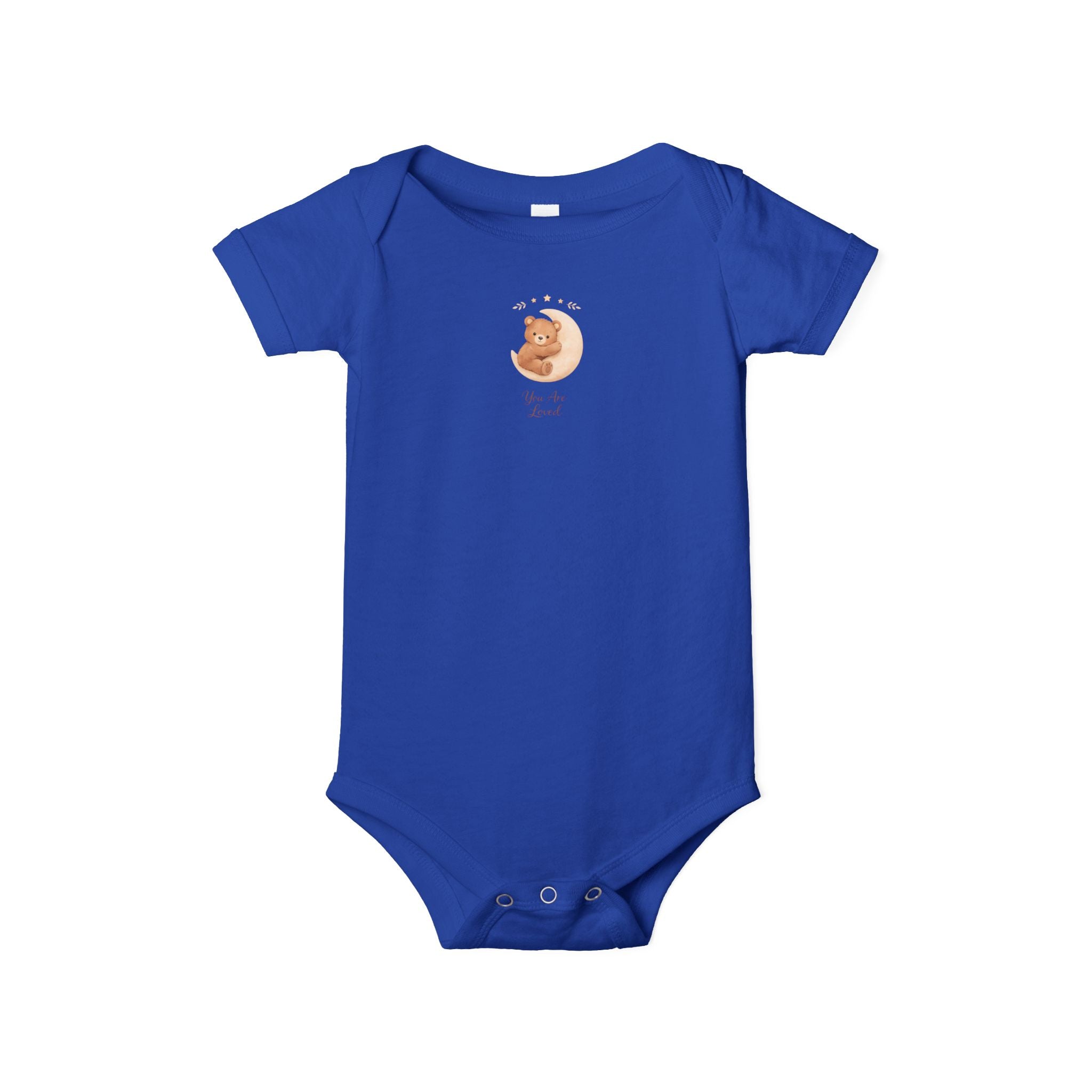 Infant Onesie — "You Are Loved" Woodland Bear Hugging Moon