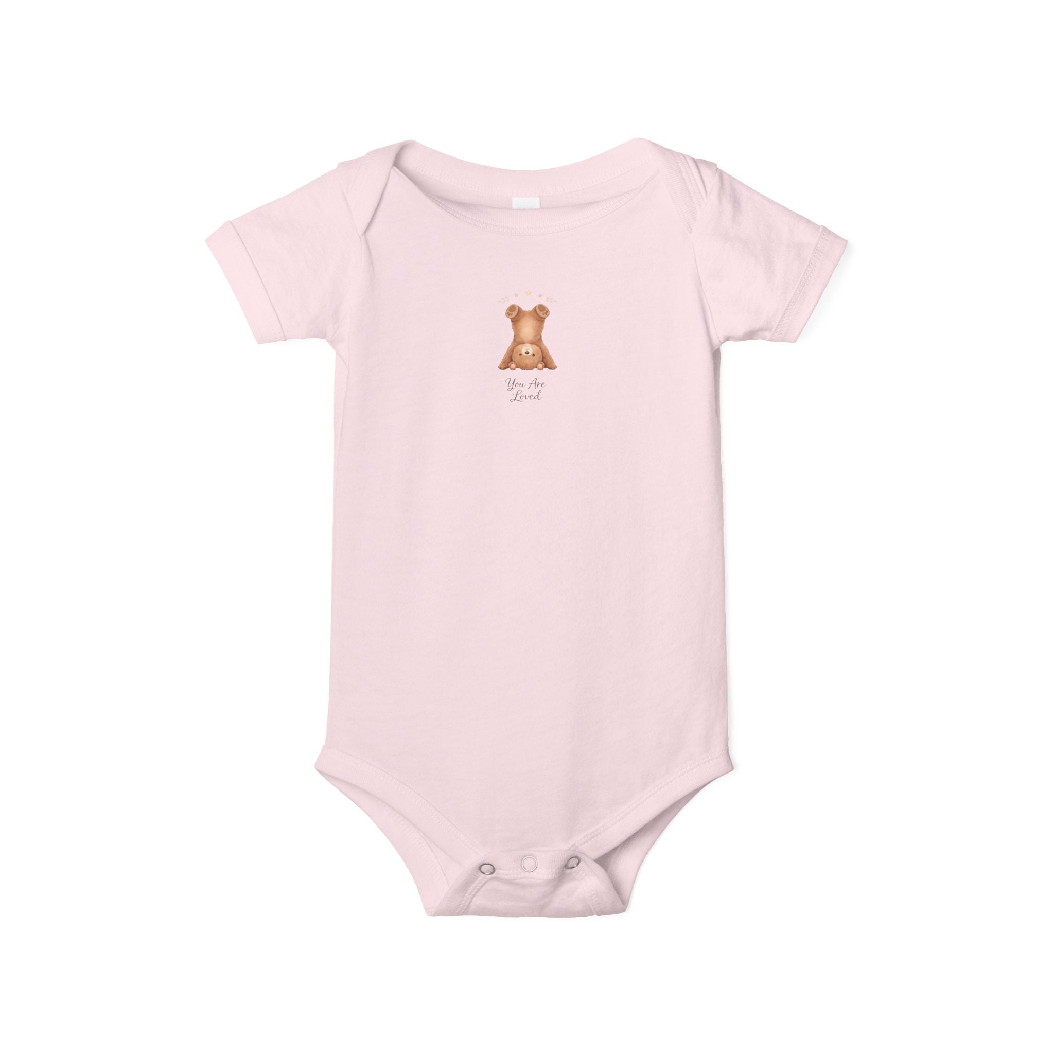 Infant One-Piece — "You Are Loved" with Silly Handstand Bear