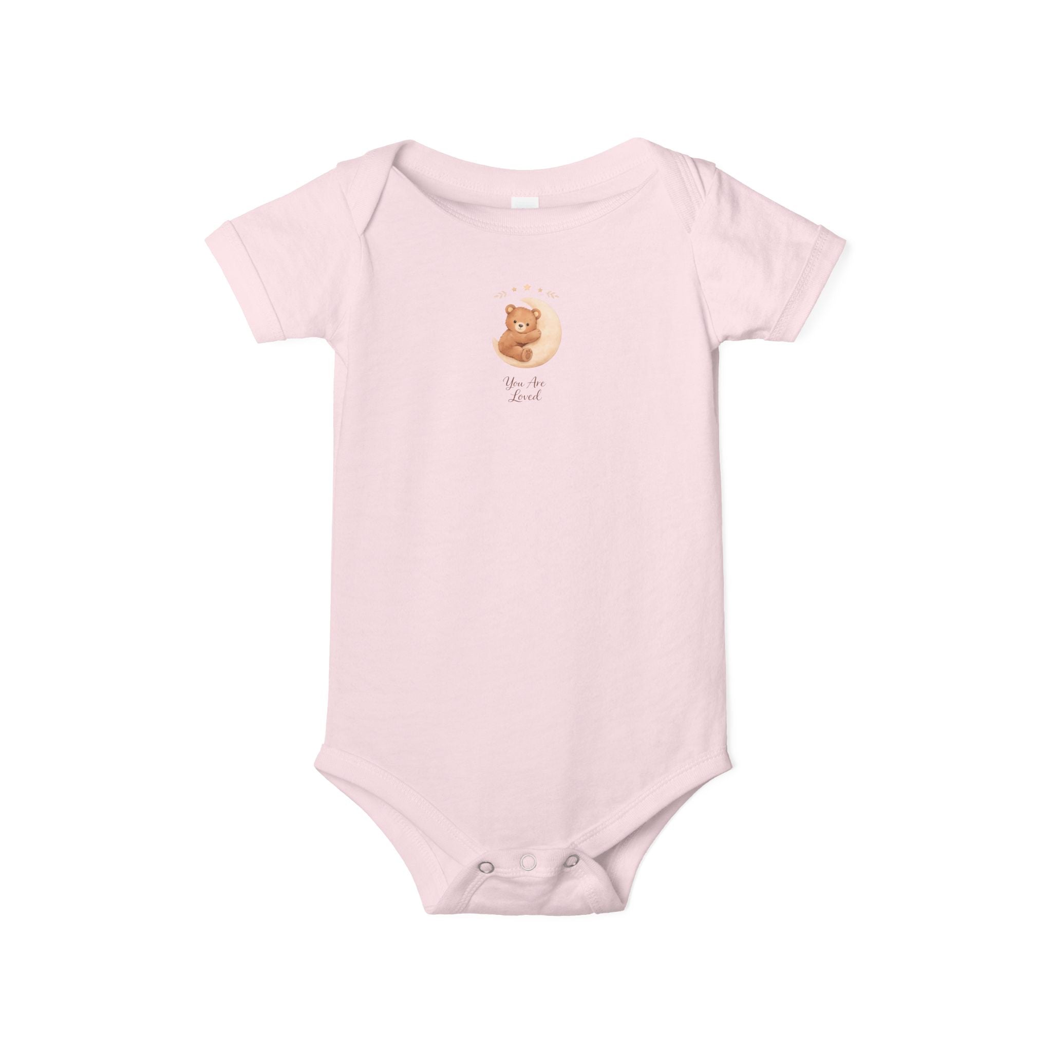 Infant Onesie — "You Are Loved" Woodland Bear Hugging Moon