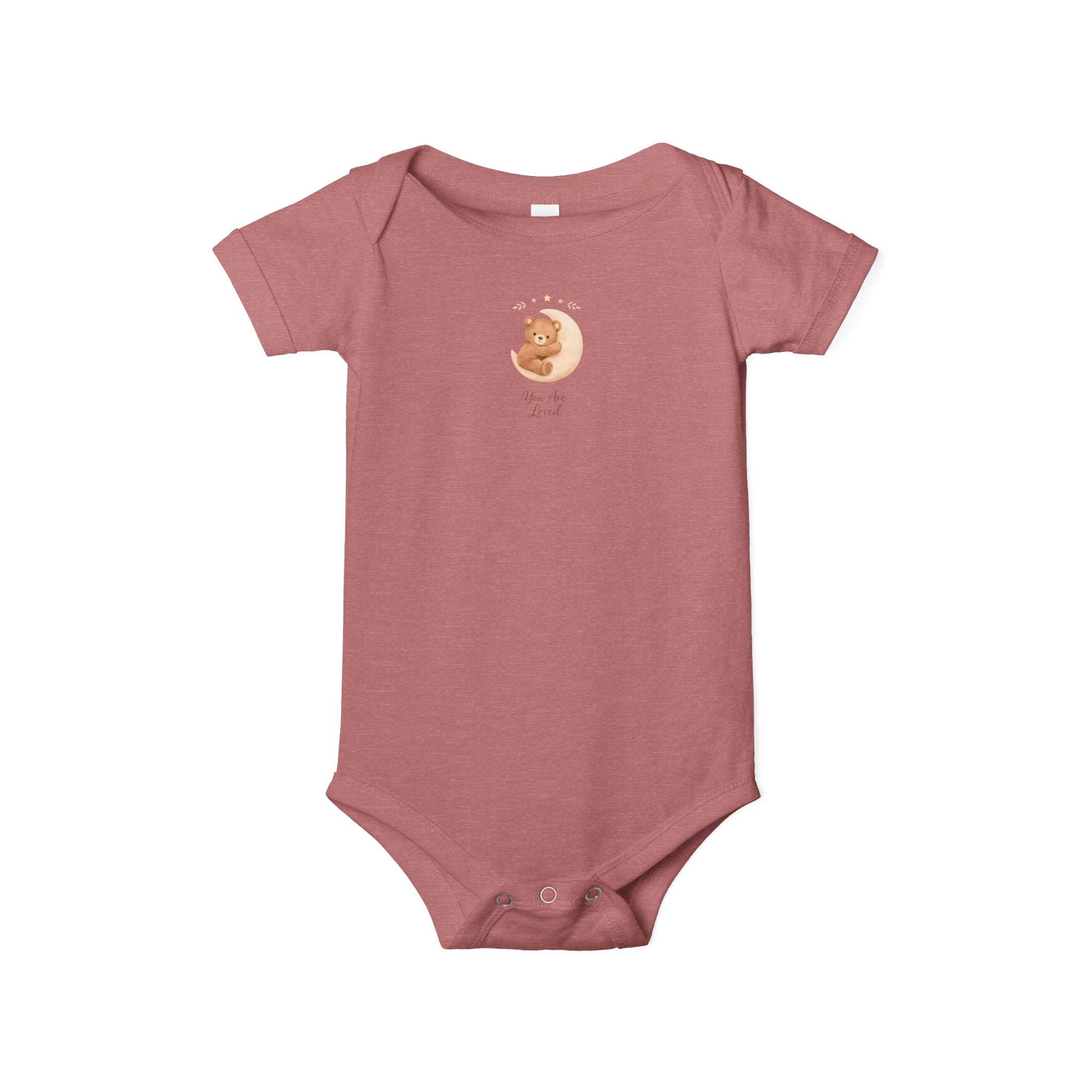 Infant Onesie — "You Are Loved" Woodland Bear Hugging Moon