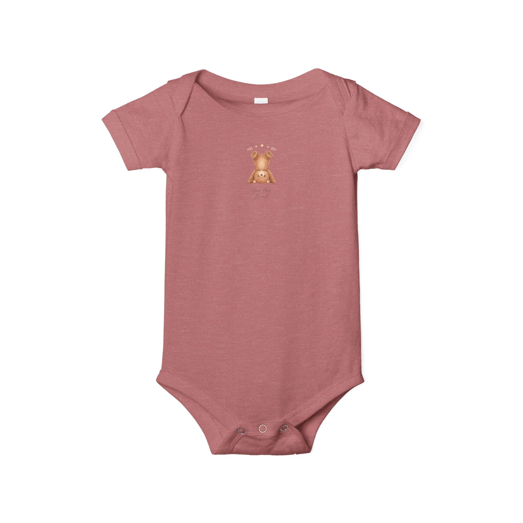 Infant One-Piece — "You Are Loved" with Silly Handstand Bear