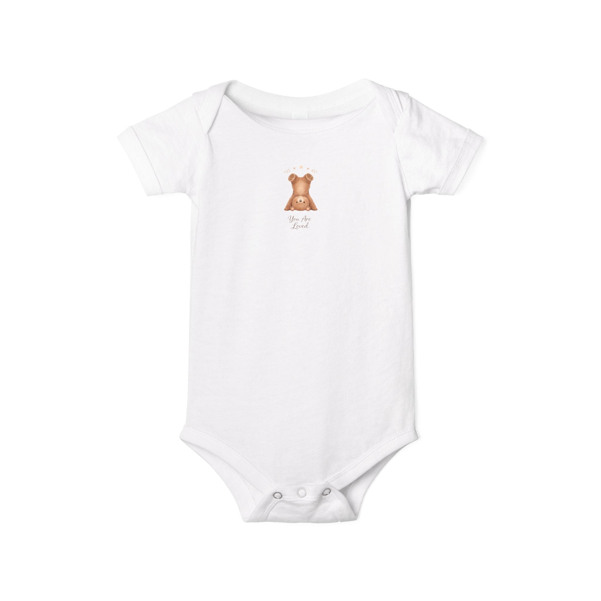 Infant One-Piece — "You Are Loved" with Silly Handstand Bear