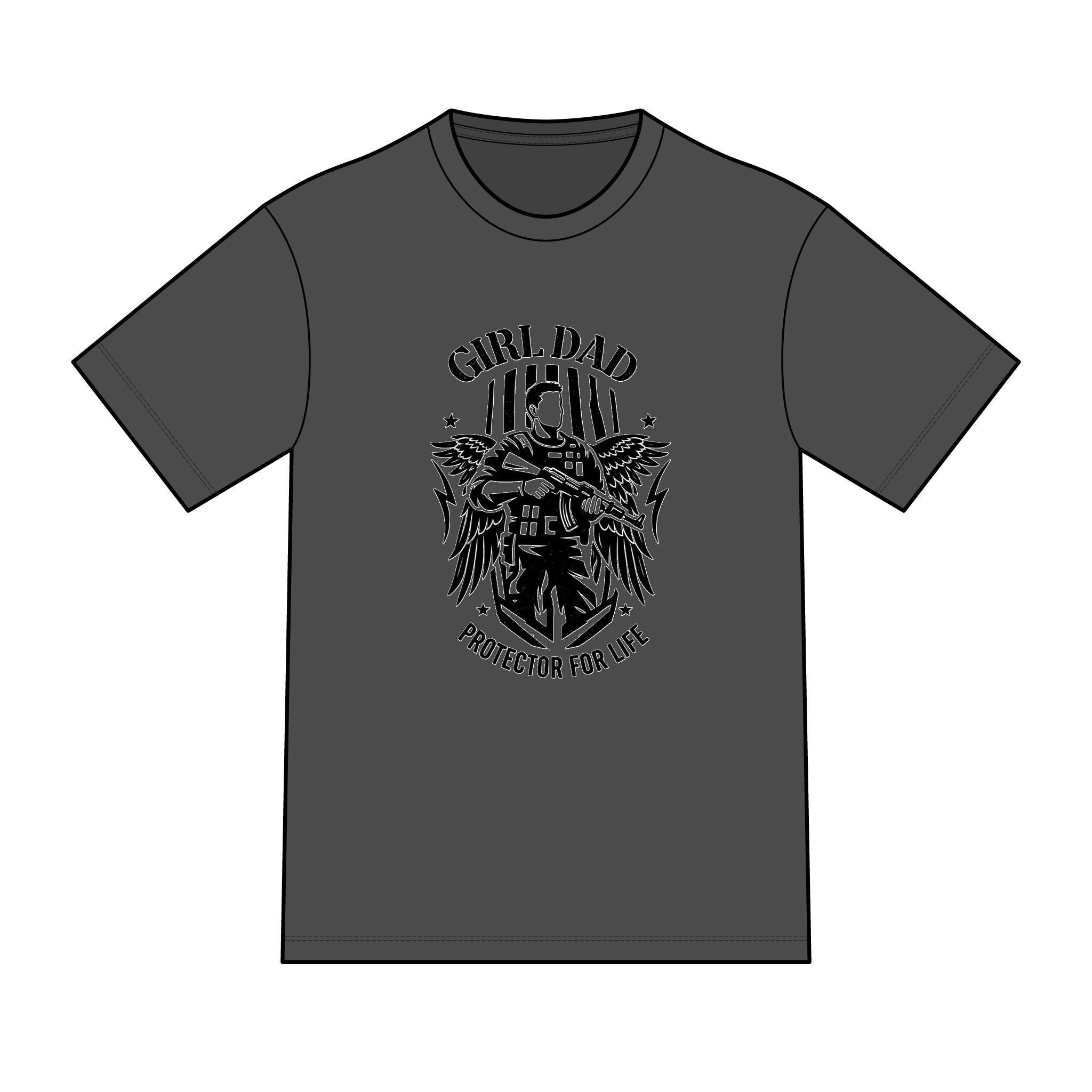 Girl Dad T-Shirt — "Ready to Protect His Daughter for Life" Proud Father Tee