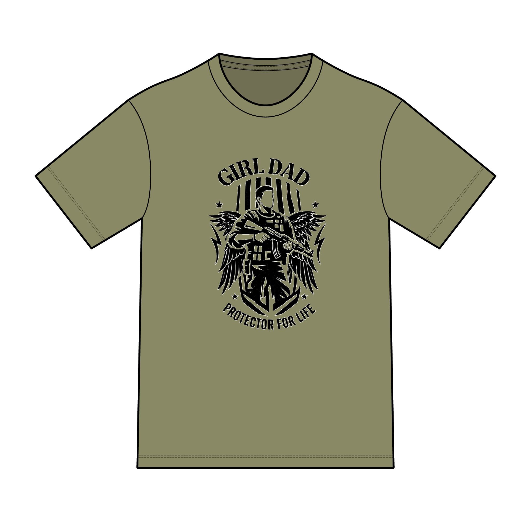 Girl Dad T-Shirt — "Ready to Protect His Daughter for Life" Proud Father Tee