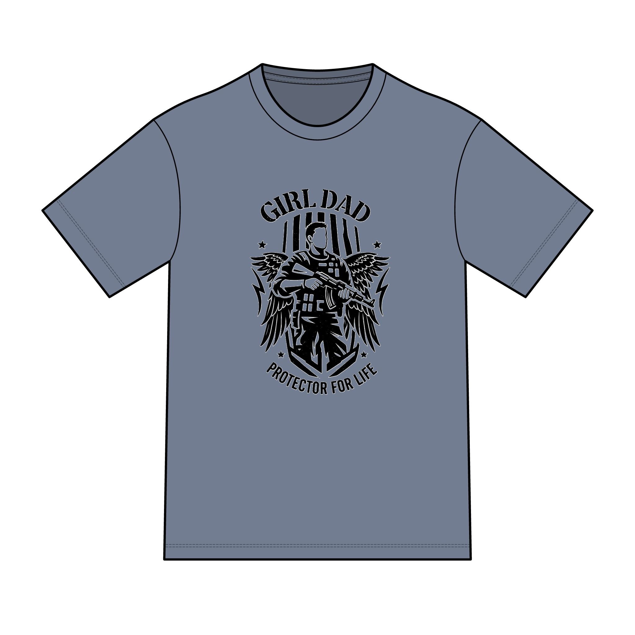 Girl Dad T-Shirt — "Ready to Protect His Daughter for Life" Proud Father Tee