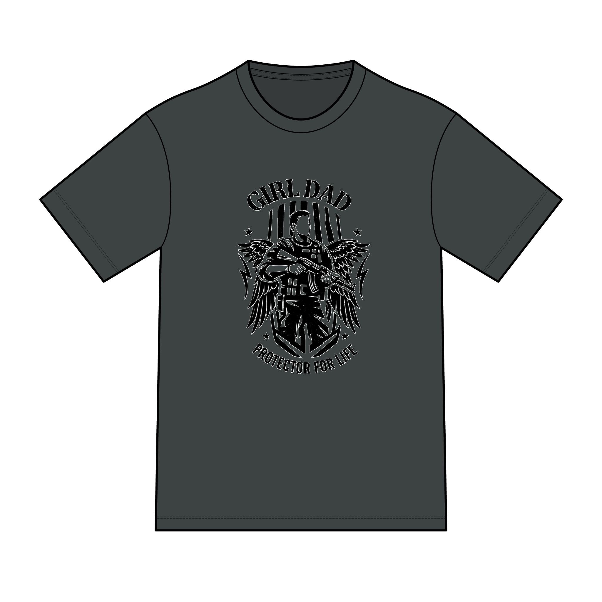 Girl Dad T-Shirt — "Ready to Protect His Daughter for Life" Proud Father Tee