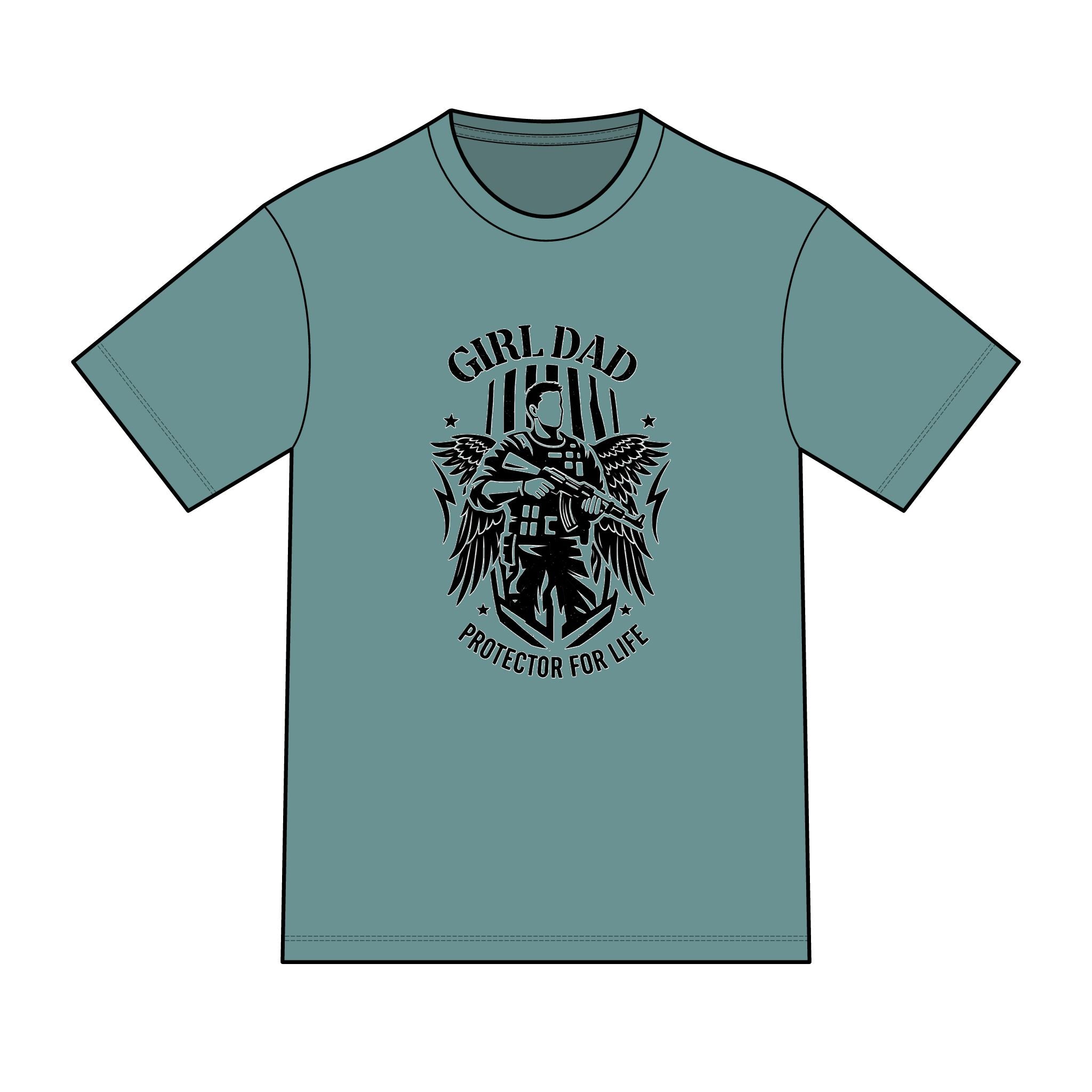 Girl Dad T-Shirt — "Ready to Protect His Daughter for Life" Proud Father Tee