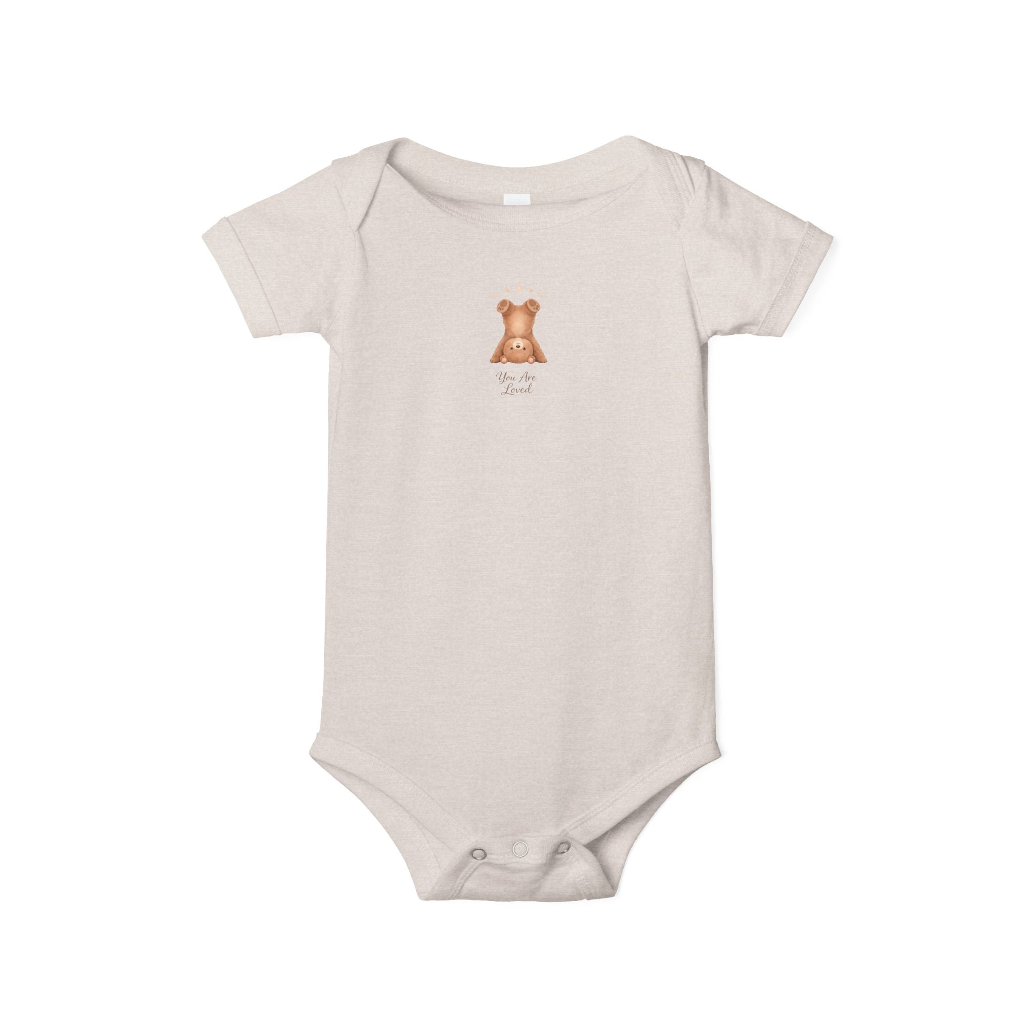 Infant One-Piece — "You Are Loved" with Silly Handstand Bear