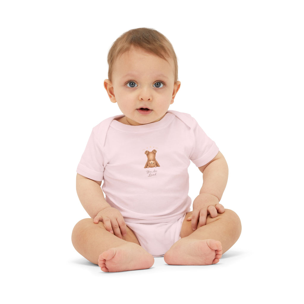 Infant One-Piece — "You Are Loved" with Silly Handstand Bear