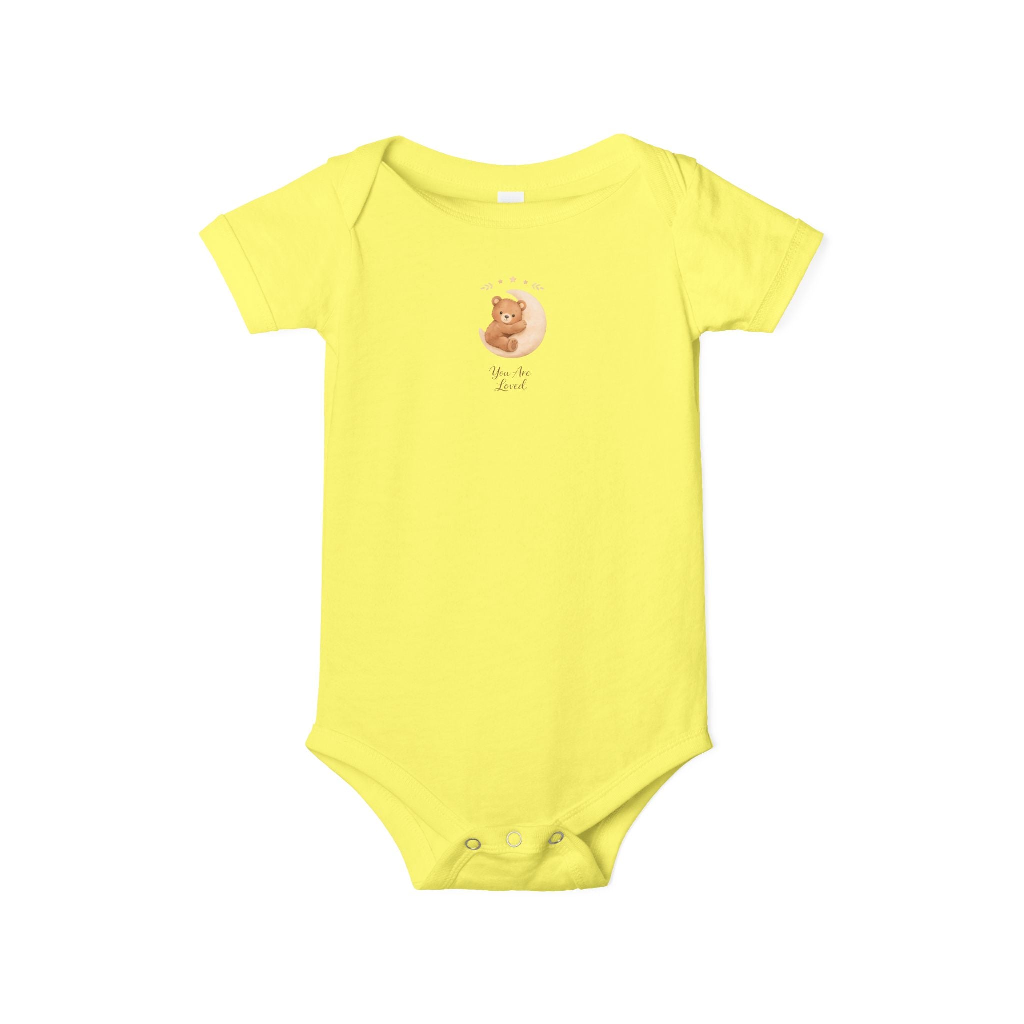 Infant Onesie — "You Are Loved" Woodland Bear Hugging Moon