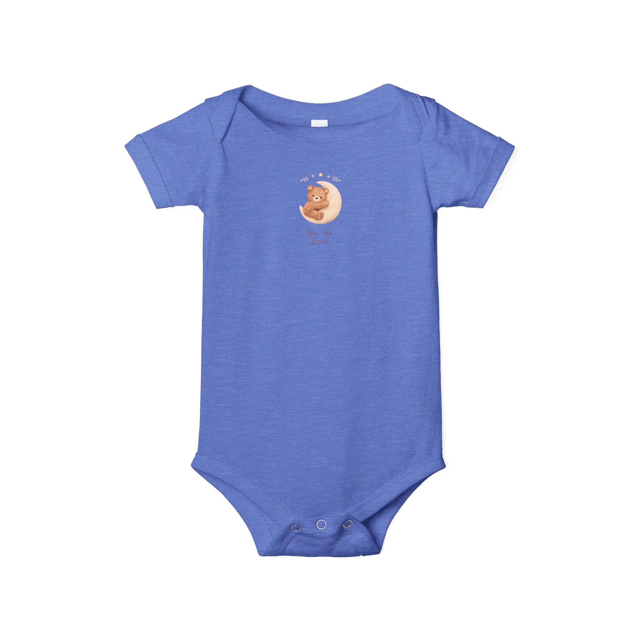 Infant Onesie — "You Are Loved" Woodland Bear Hugging Moon