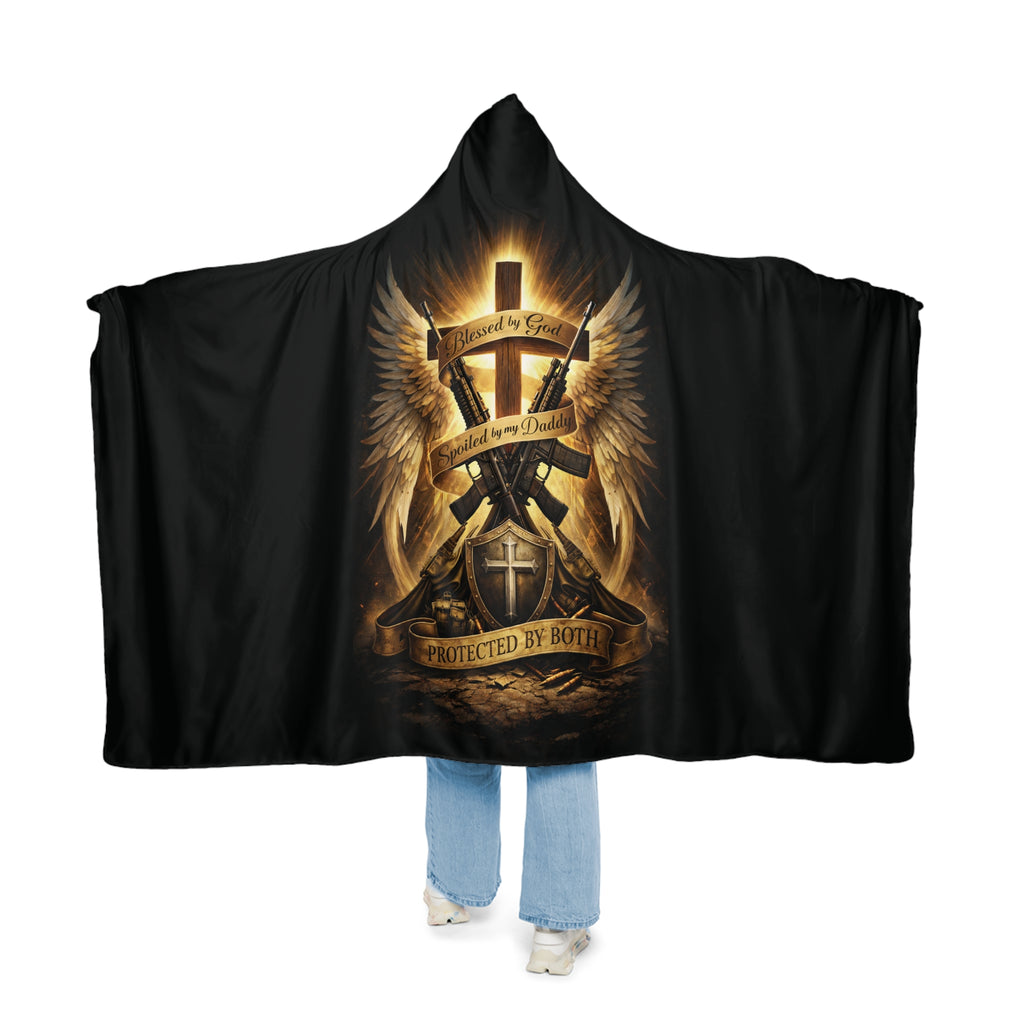 Blessed by God • Snuggle Blanket — Cross & Two Rifles Design