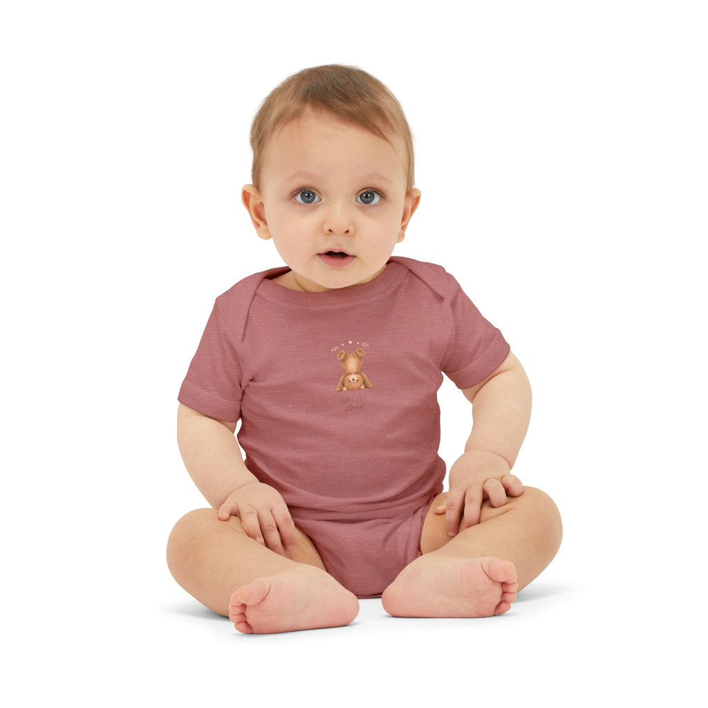 Infant One-Piece — "You Are Loved" with Silly Handstand Bear