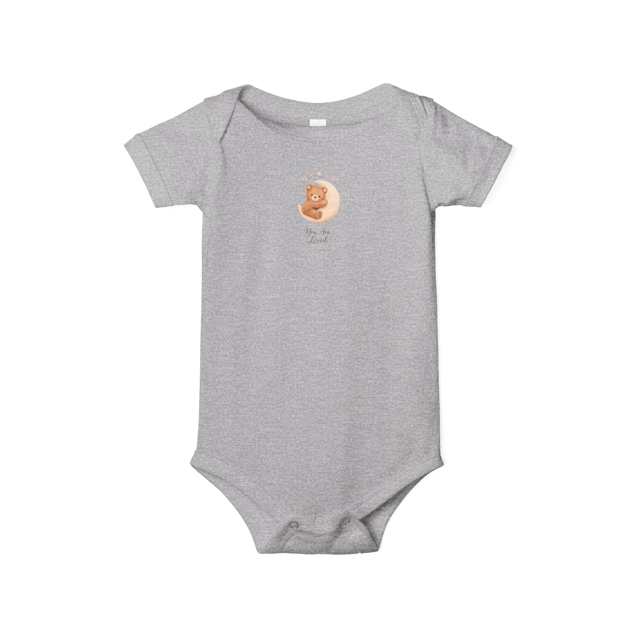 Infant Onesie — "You Are Loved" Woodland Bear Hugging Moon